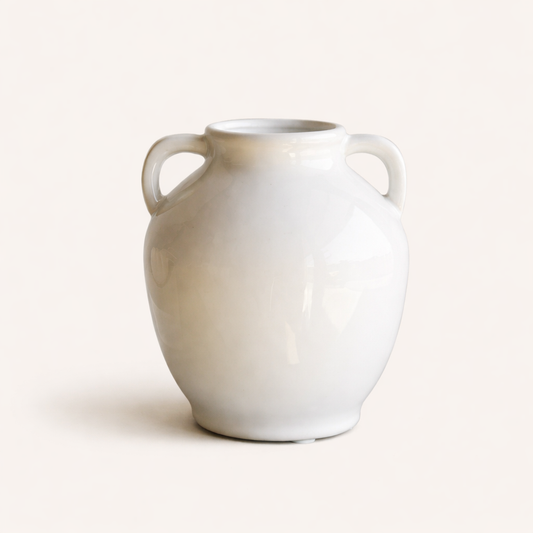 Ceramic Cream 2 Handle Vase | By Luxe B Co.