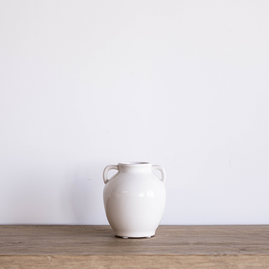 Ceramic Cream 2 Handle Vase By Luxe B Co.