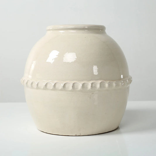 Ceramic Off White Decorative Pot | By Luxe B Co.