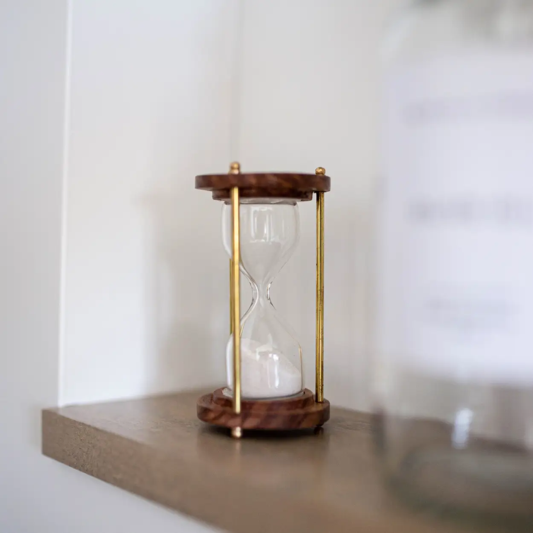Brass & Solid Wood Antique Hourglass - Luxe B Co