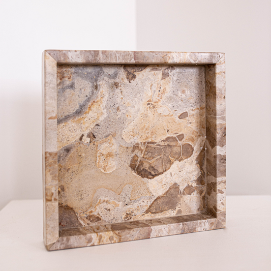 Chocolate Marble Square Tray - Luxe B Co