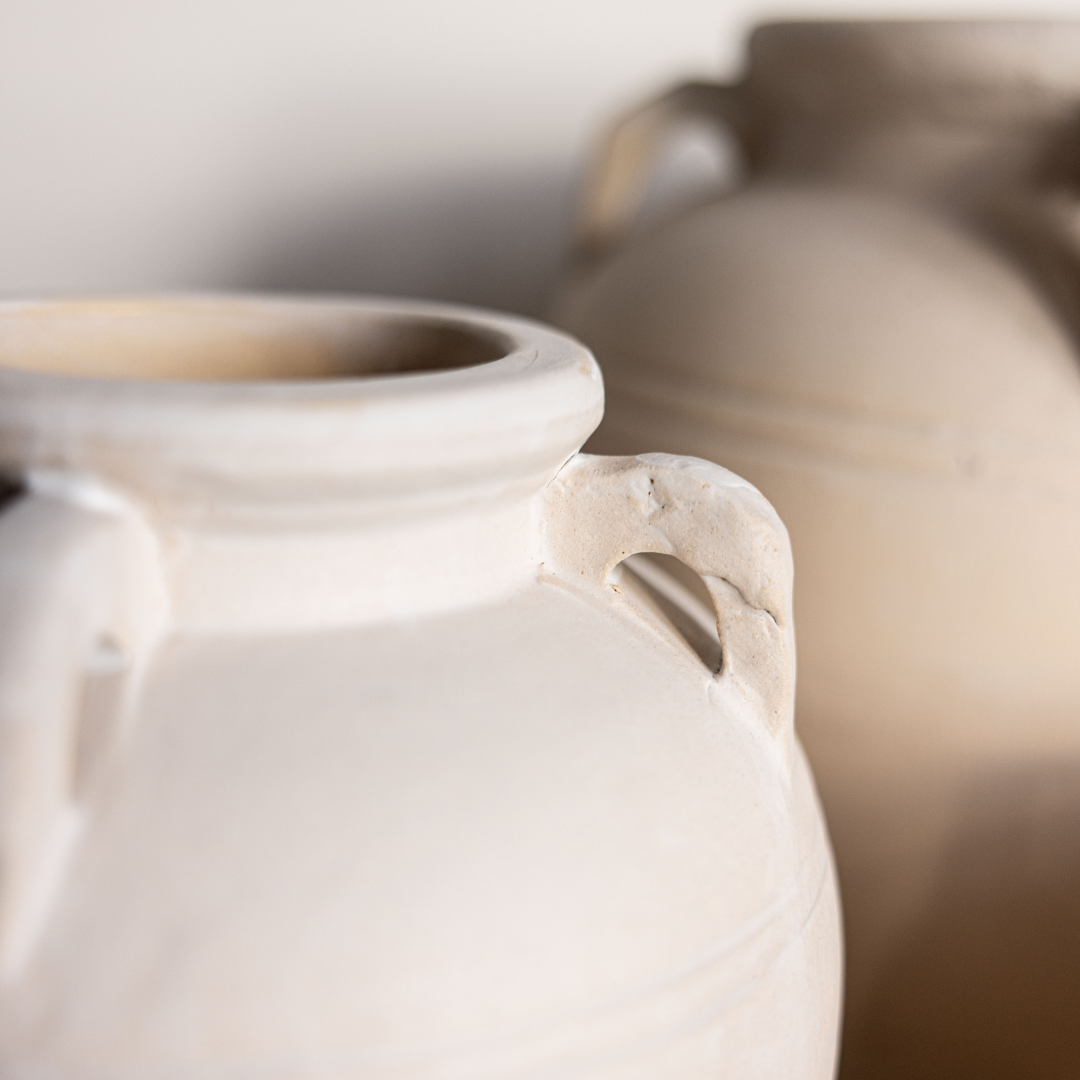Cordoba Cream Glazed Vase With Handles | By Luxe B Co.