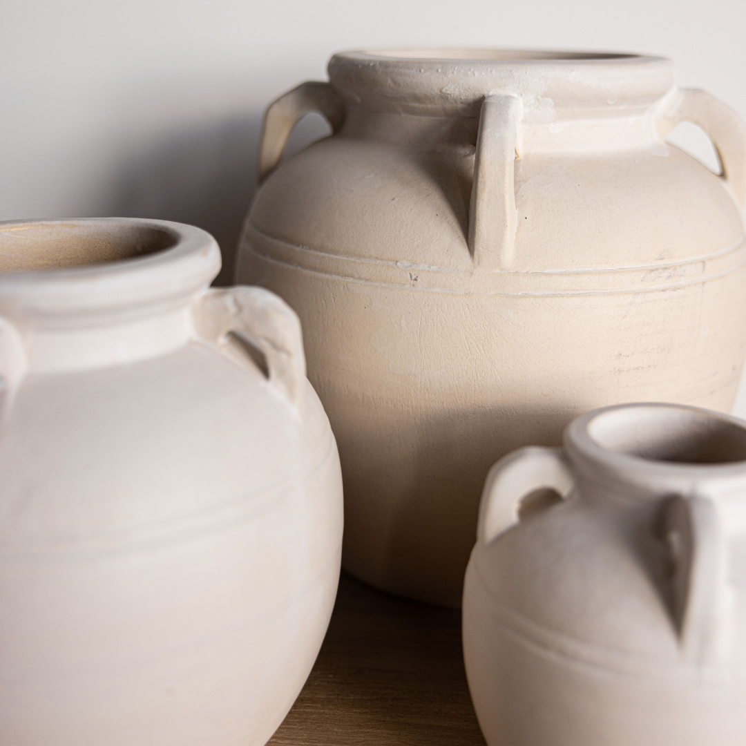 Cordoba Cream Glazed Vase With Handles | By Luxe B Co.