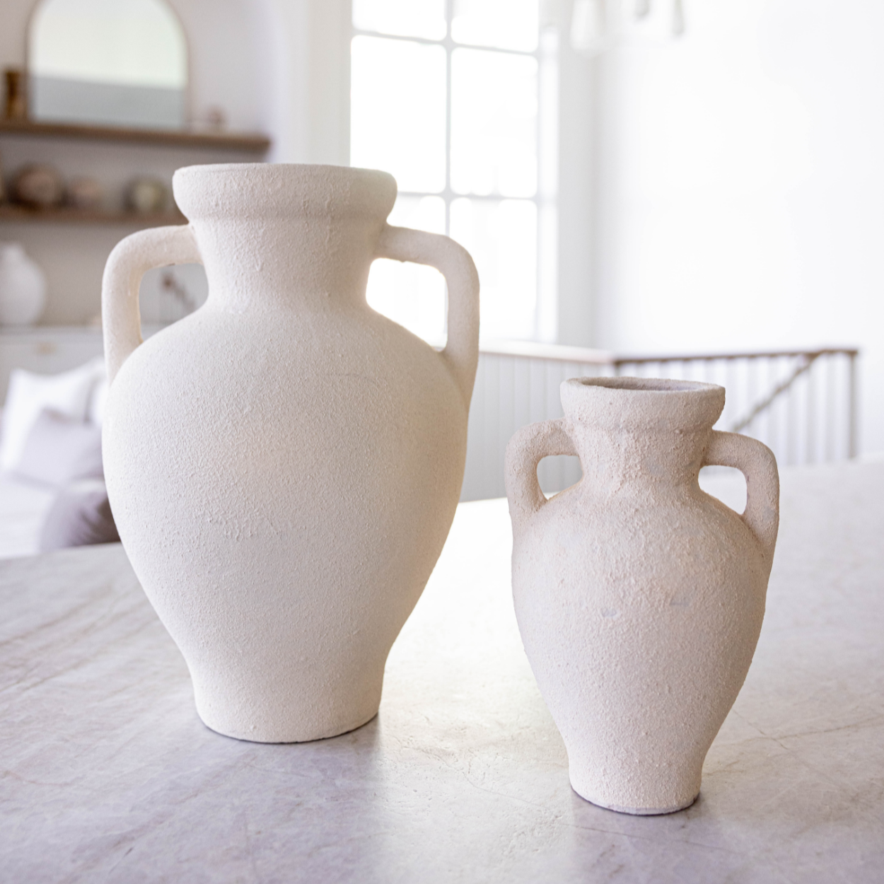 Lesbos Cream Urn Vase With Handles Large | By Luxe B Co.