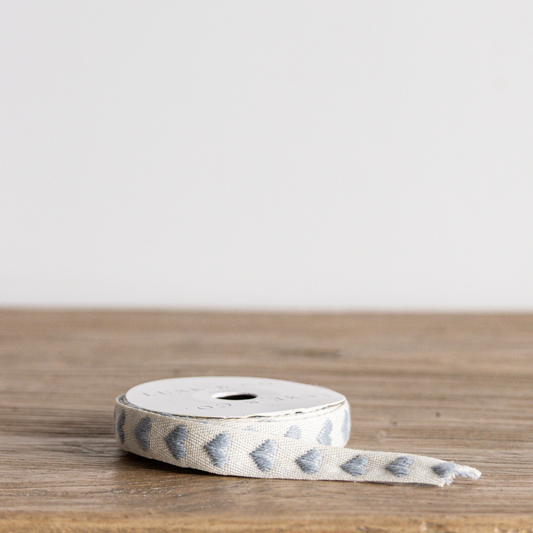 Dusty Blue Hearts Woven Ribbon - Luxe B Co