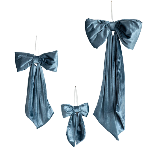 Dusty Blue Velvet Holiday Bows | By Luxe B Co.