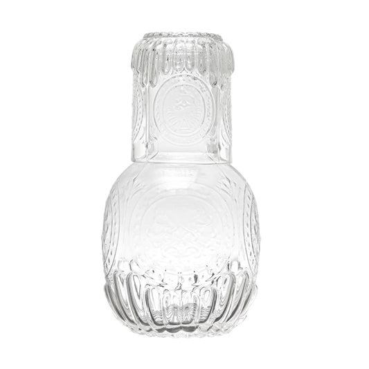 Embossed Glass Carafe With Drinking Glass | By Luxe B Co