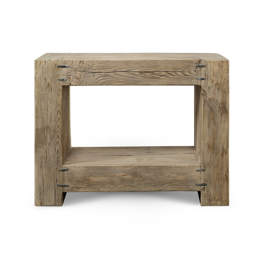 English Beam Reclaimed Elm Wood Short Console Table | By Luxe B Co.