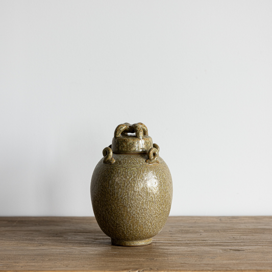 Glazed Green Stoneware Cachepot | By Luxe B Co.
