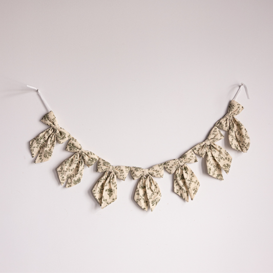 Green Toile de Jardin Fabric Bow Garland By Luxe B Co.