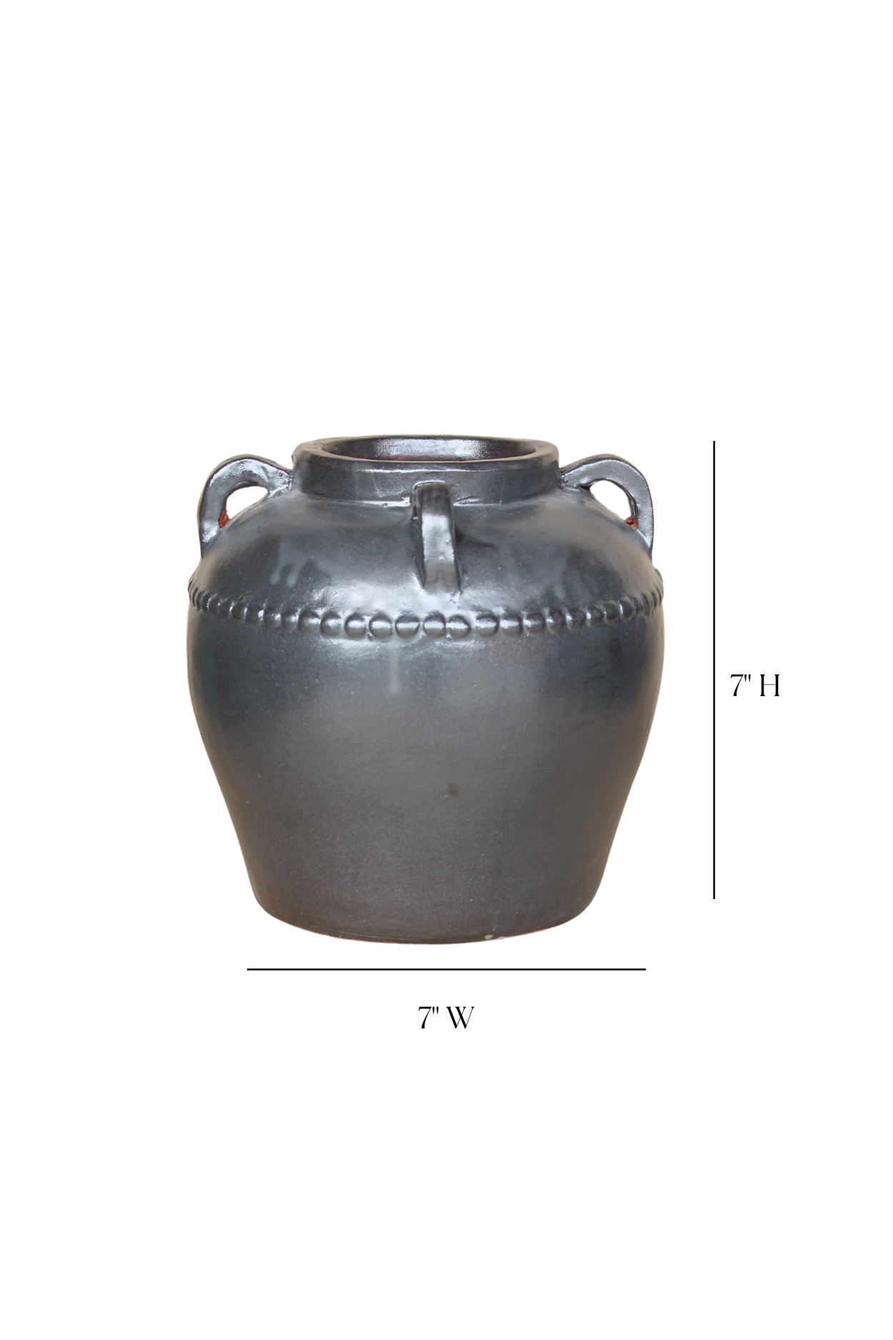Dumont Grey Glazed Vase With Handles Small | By Luxe B Co.