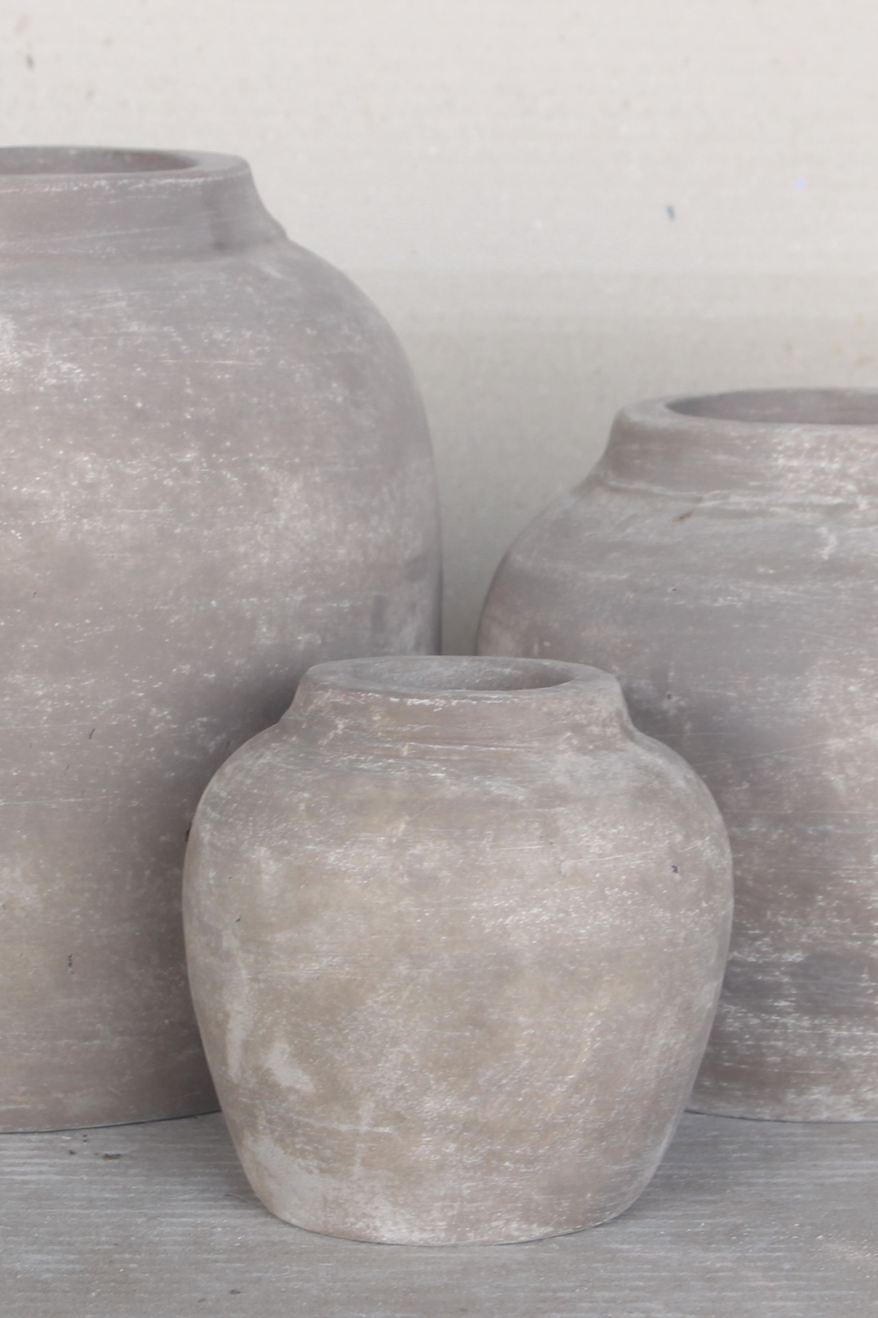 Hugo Grey Wash Round Vase Small | By Luxe B Co.