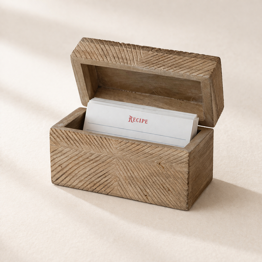 Hand-Carved Mango Wood Recipe Box | By Luxe B Co.