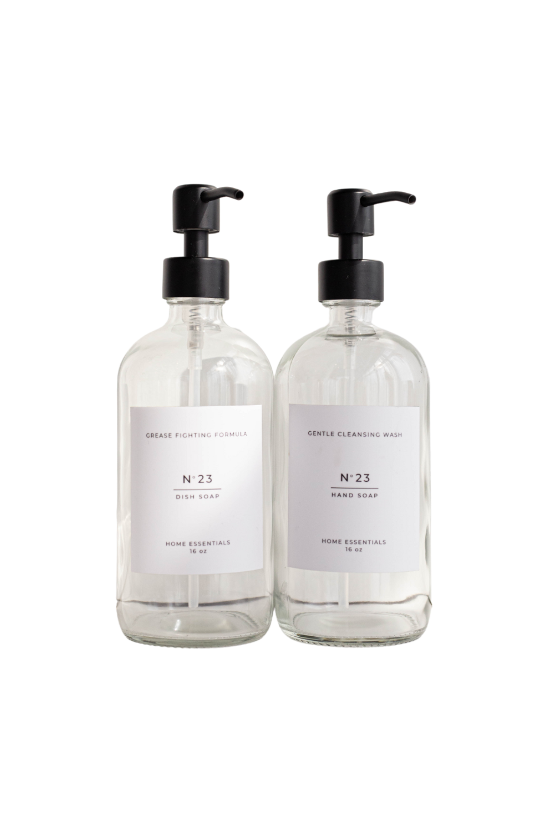 Hand Soap & Dish Soap Glass Clear Bottles | By Luxe B Co.