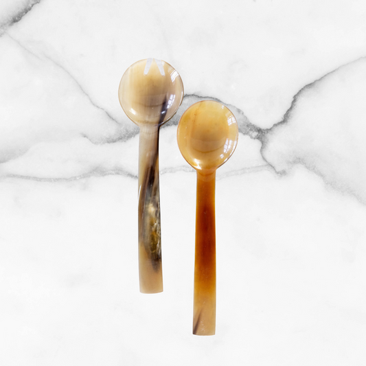 Hand Cut Horn Salad Servers | By Luxe B Co.