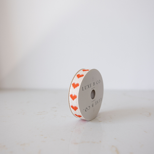 Orange Hearts Woven Ribbon | By Luxe B Co.