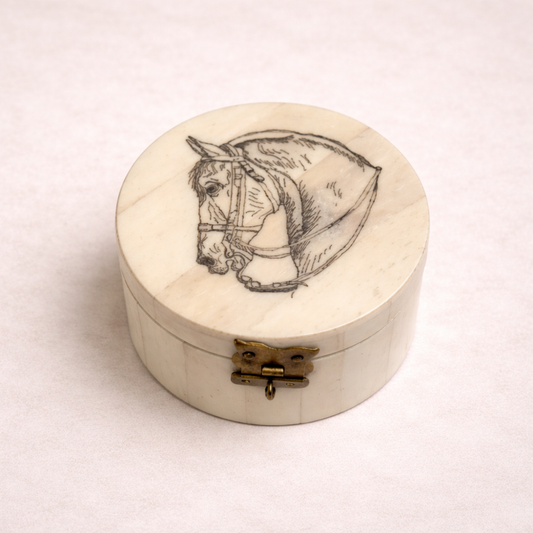 Horse Head Round Bone Trinket Box | By Luxe B Co.