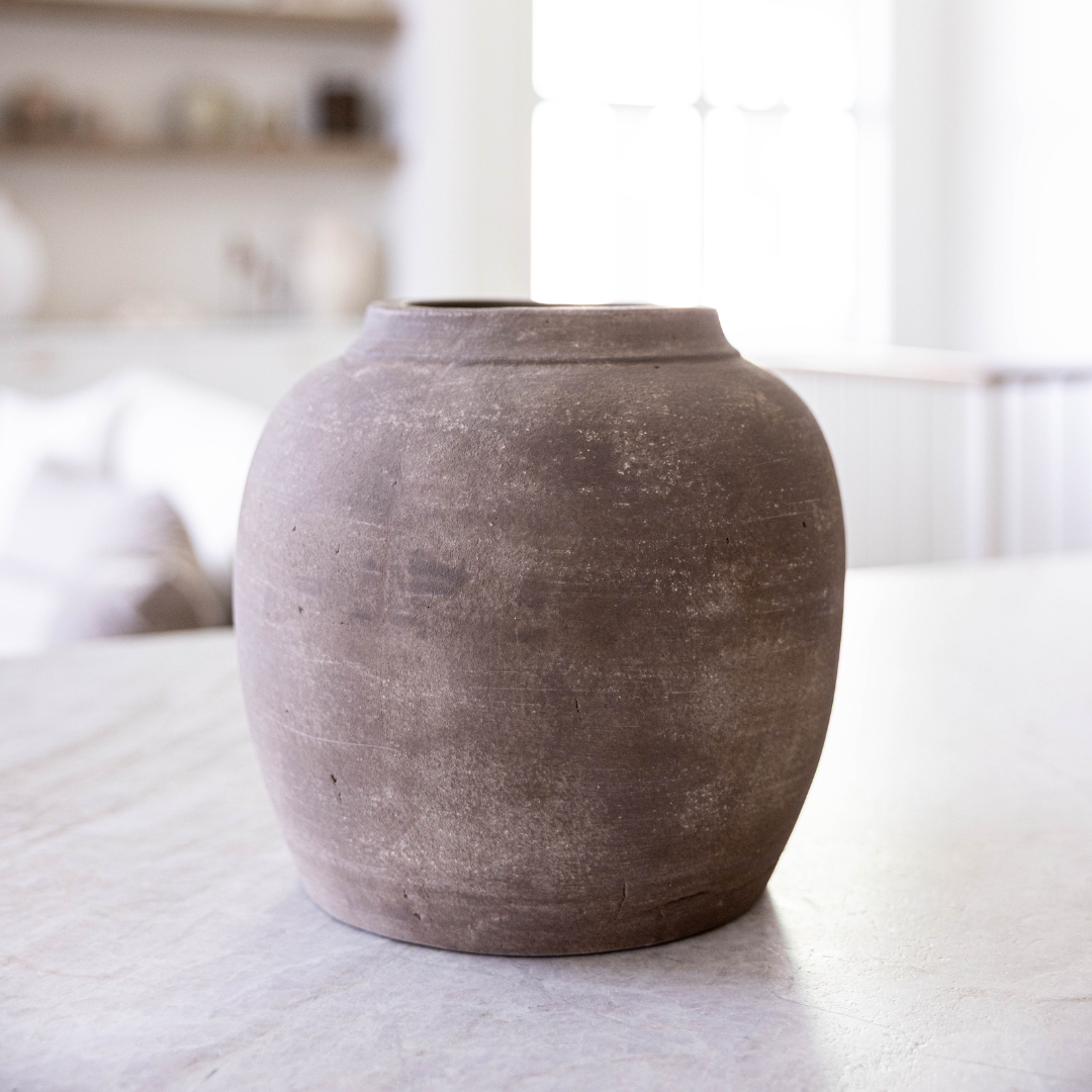 Hugo Grey Wash Round Vase | By Luxe B Co.