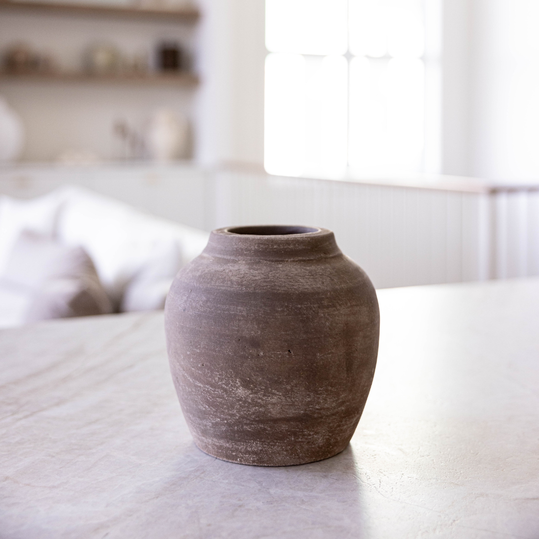 Hugo Grey Wash Round Vase | By Luxe B Co.