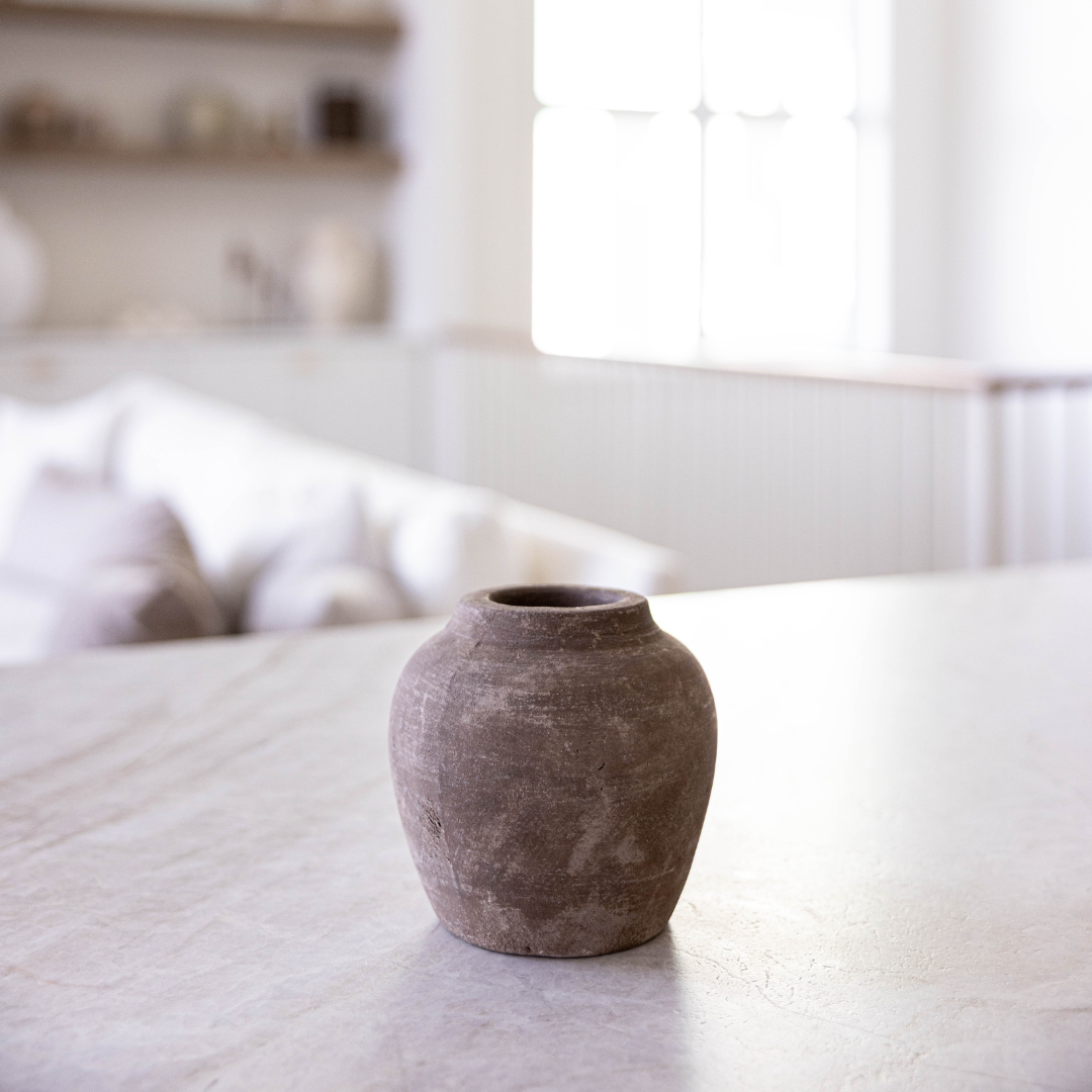 Hugo Grey Wash Round Vase | By Luxe B Co.