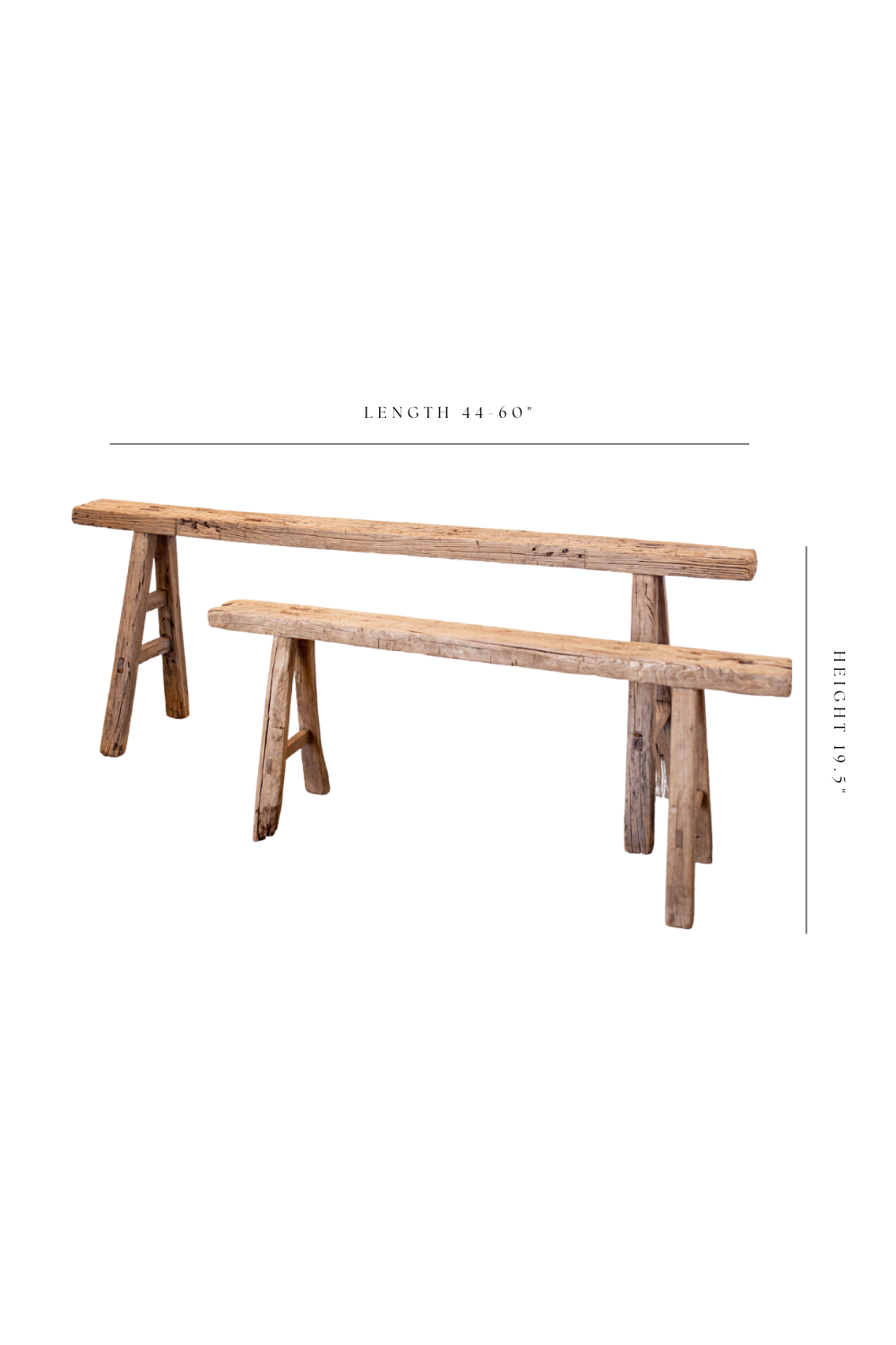 Vintage Skinny Wood Bench - Luxe B Co