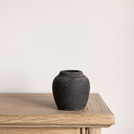 Leon Black Wash Round Vase | By Luxe B Co.