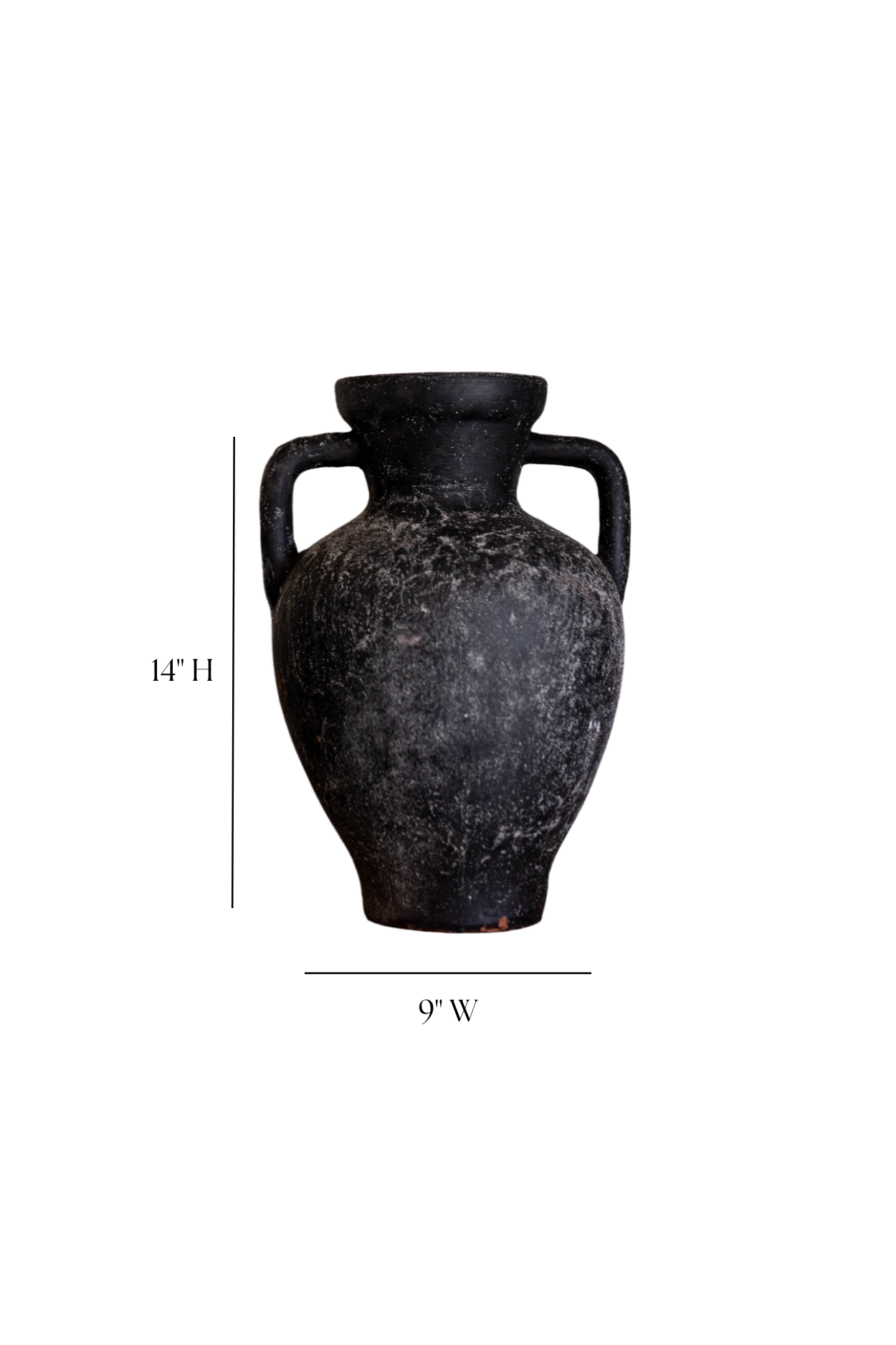 Lesbos Black Urn Vase With Handle Large | By Luxe B Co.