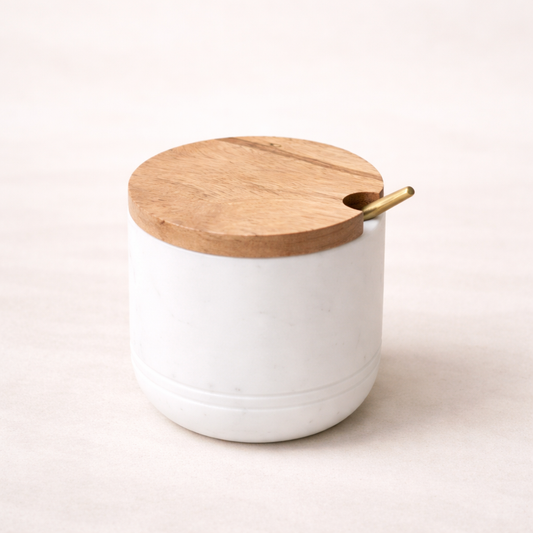 Lidded Marble Salt Cellar & Spoon | By Luxe B Co.