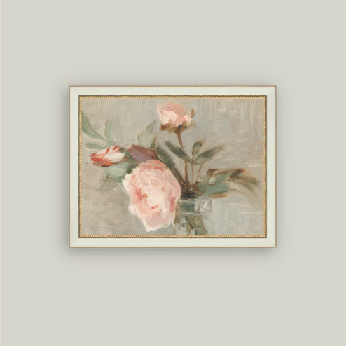 Light Pink Roses Framed Antique Inspired Art | By Luxe B Co.
