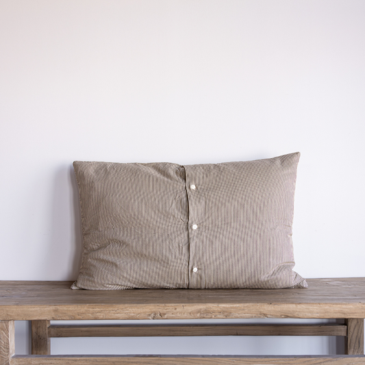 Pinstriped Brown Striped Quilted King Pillow | By Luxe B Co.