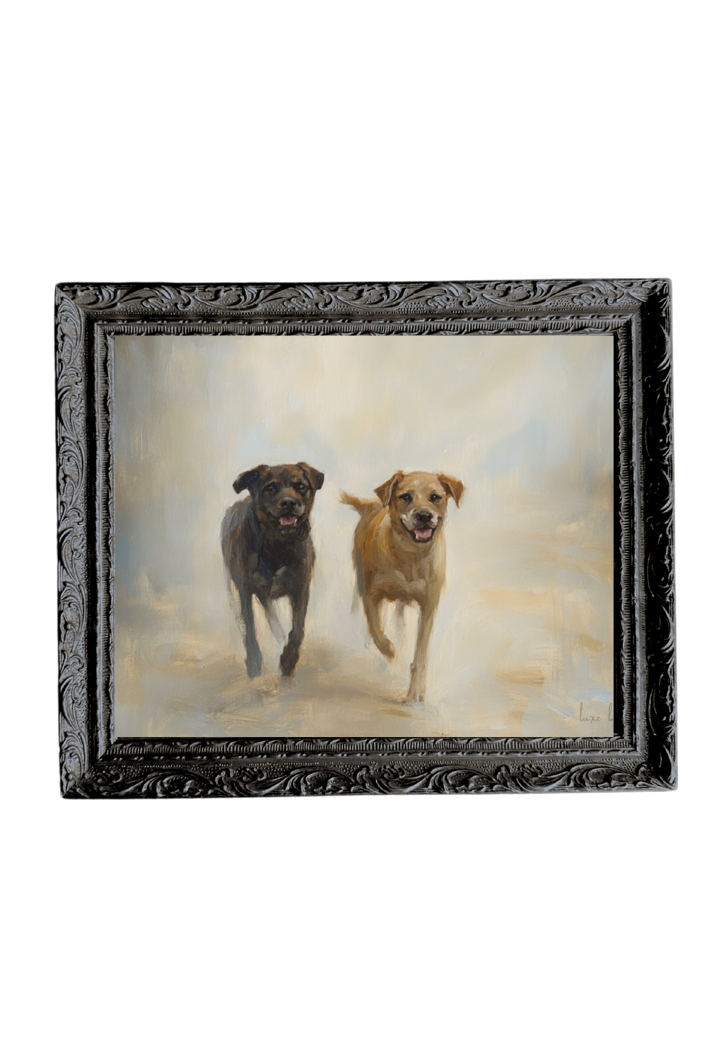 Antique Chien | French Black Mould Framed Art