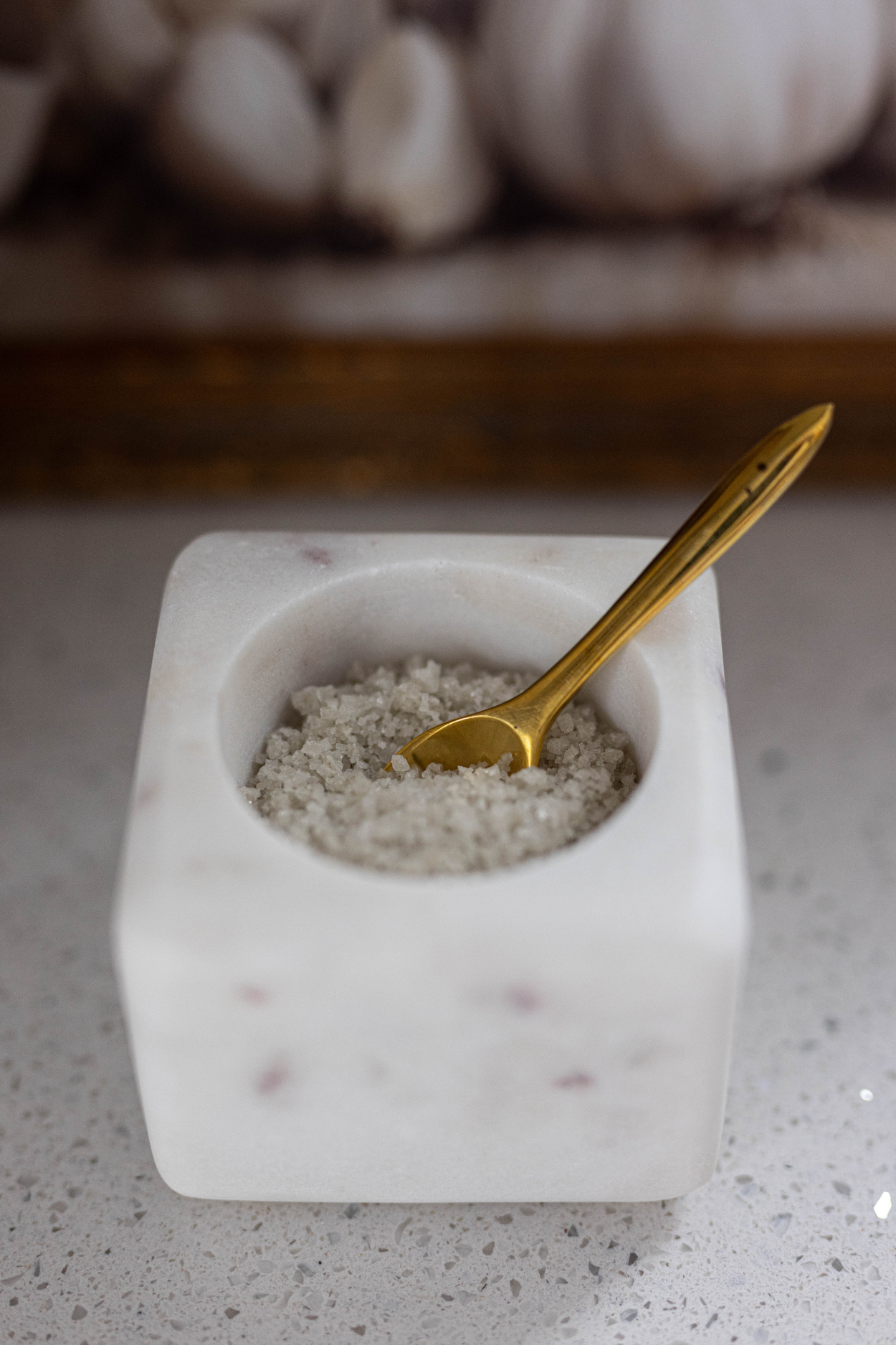 Marble Pinch Pot & Brass Spoon | By Luxe B Co.