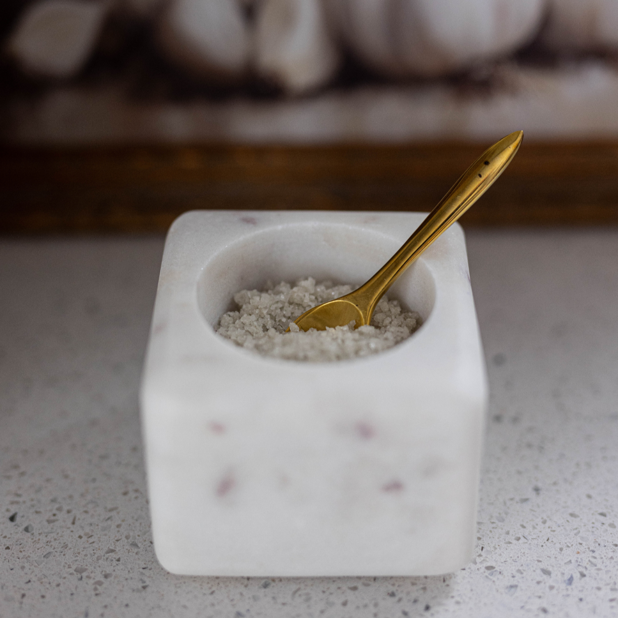 Marble Pinch Pot & Brass Spoon | By Luxe B Co.