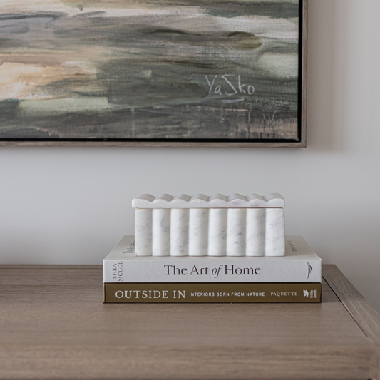 Marble Fluted Decor Box White | By Luxe B Co.