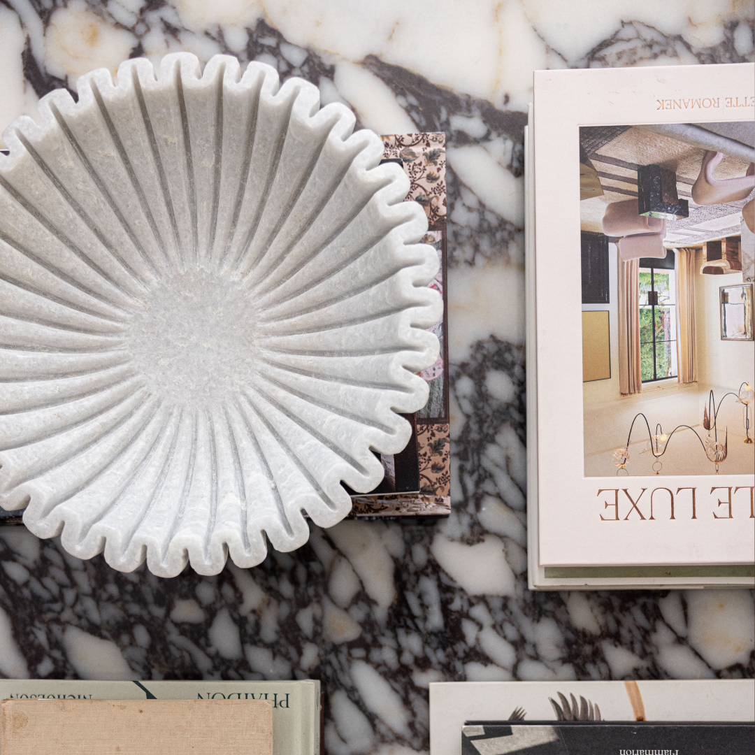 Marble Fluted Scalloped Bowls Large | By Luxe B Co.