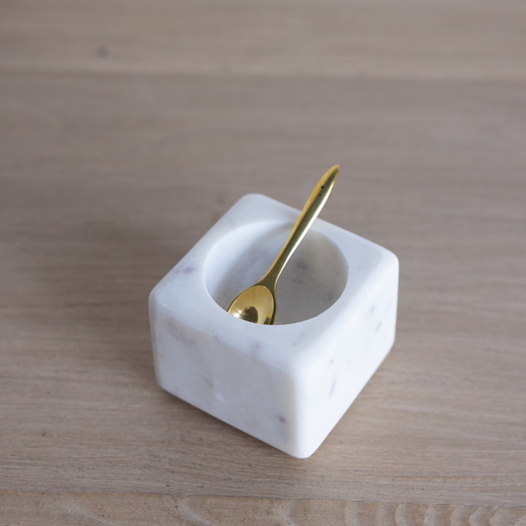 Marble Pinch Pot & Brass Spoon | By Luxe B Co.