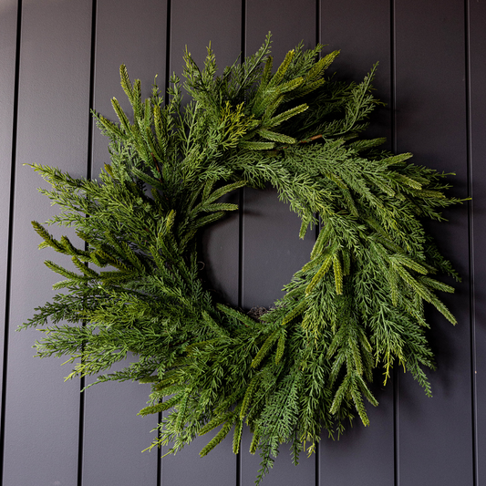 Norfolk & Cypress Pine Mixed Wreath 24" - Luxe B Co