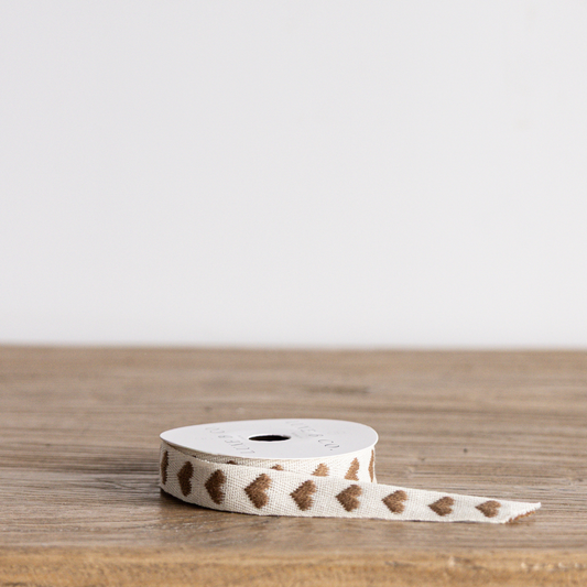 Mocha Brown Hearts Woven Ribbon | By Luxe B Co.