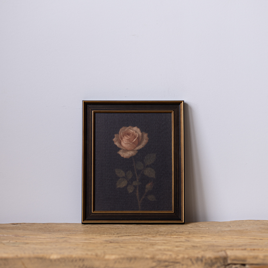 Moody Rose | Antique Inspired Brass Trim Black Framed Art By Luxe B Co.
