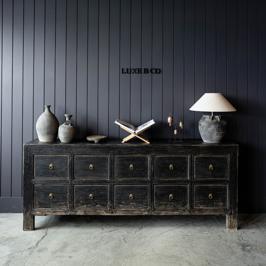 Ojai Reclaimed Elm Wood Ten Drawer Console | By Luxe B Co.
