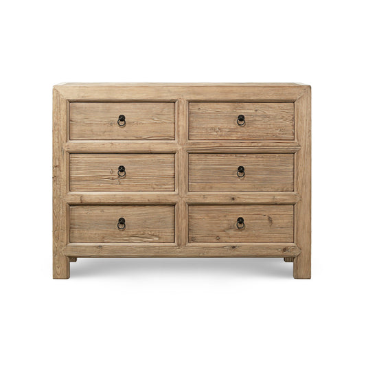 Ojai Reclaimed Elm Wood Elm Eight Tall Drawer Console | By Luxe B Co.
