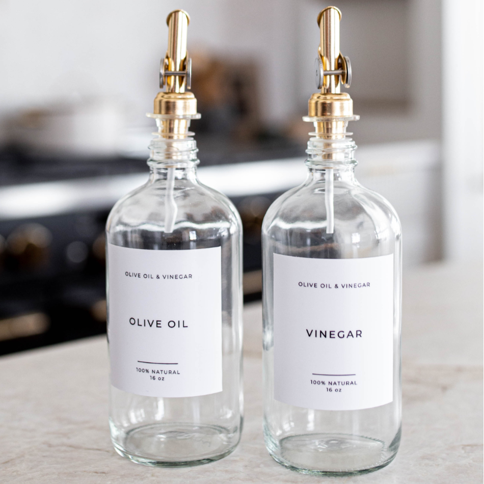 Olive & Vinegar Glass Clear Bottles | Luxe B Co
