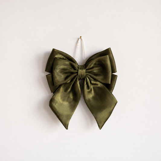 Olive Green Gauze Bold Bow