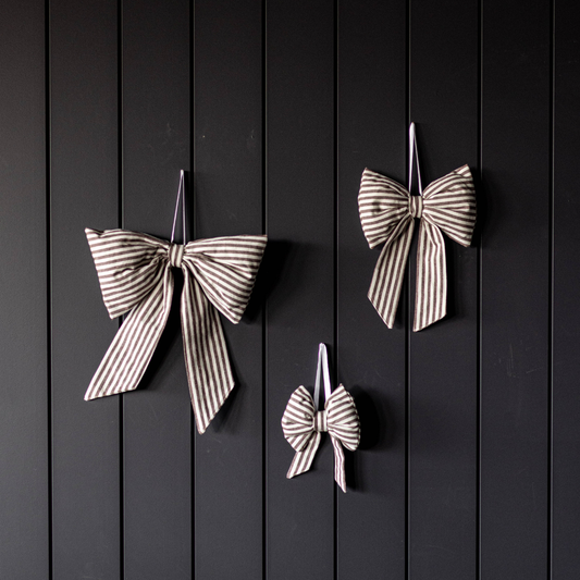 Striped Brown Fabric Bows - Luxe B Co