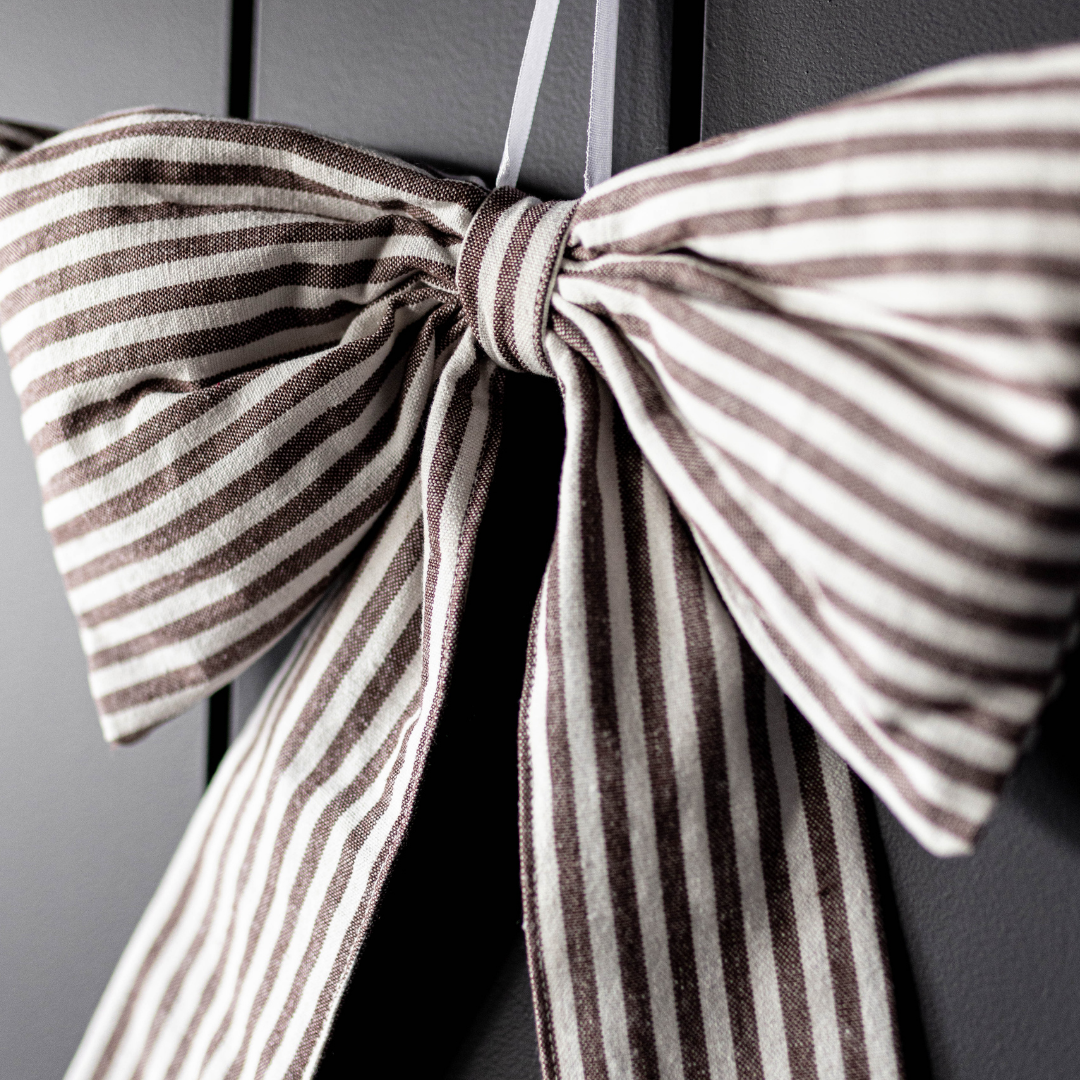 Striped Brown Fabric Bows - Luxe B Co