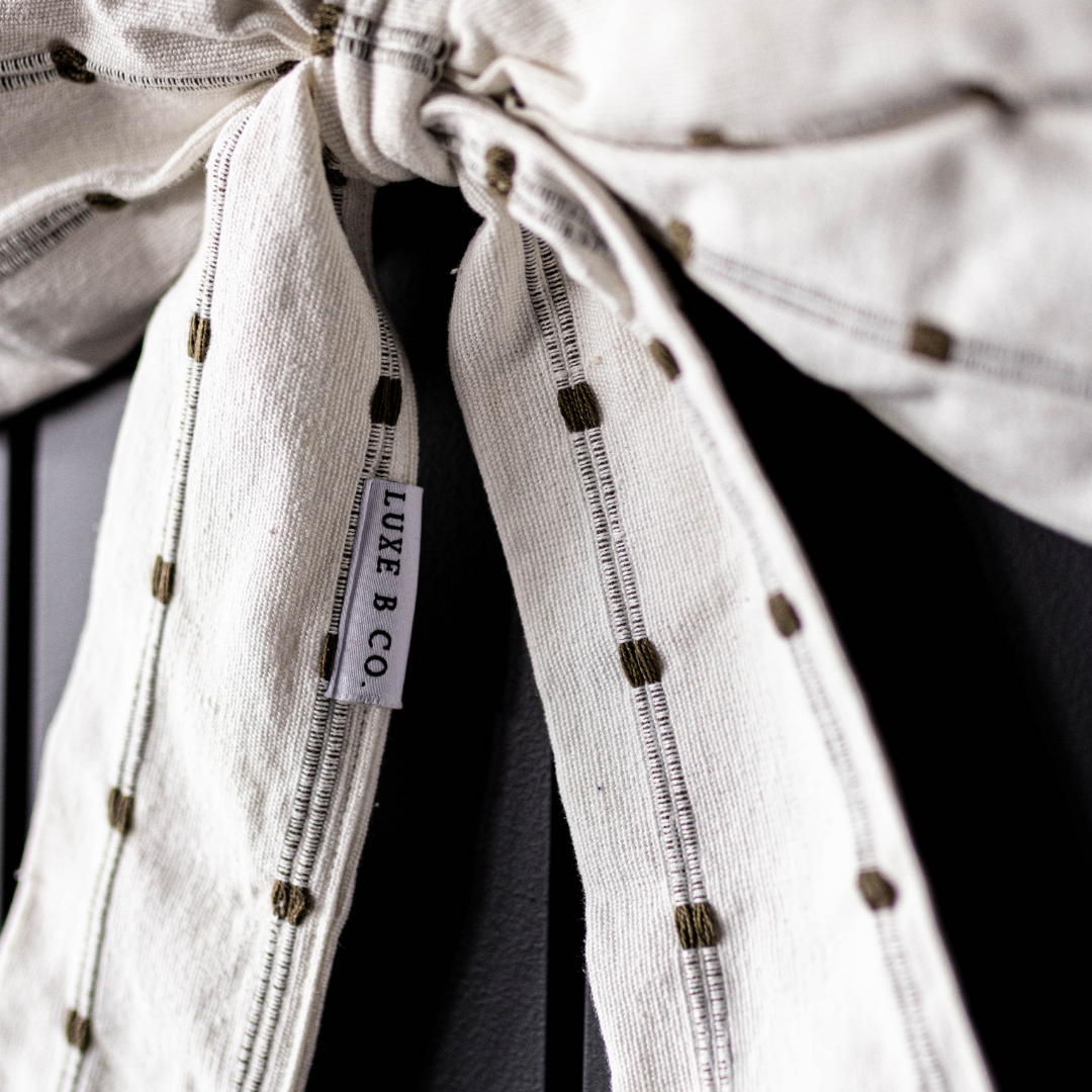 White & Light Green Dotted Striped Bows - Luxe B Co