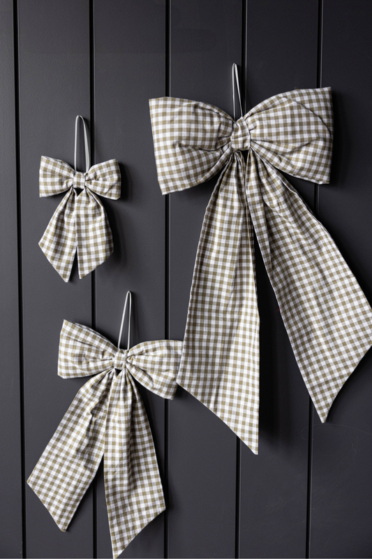Gingham Green Fabric Bows - Luxe B Co