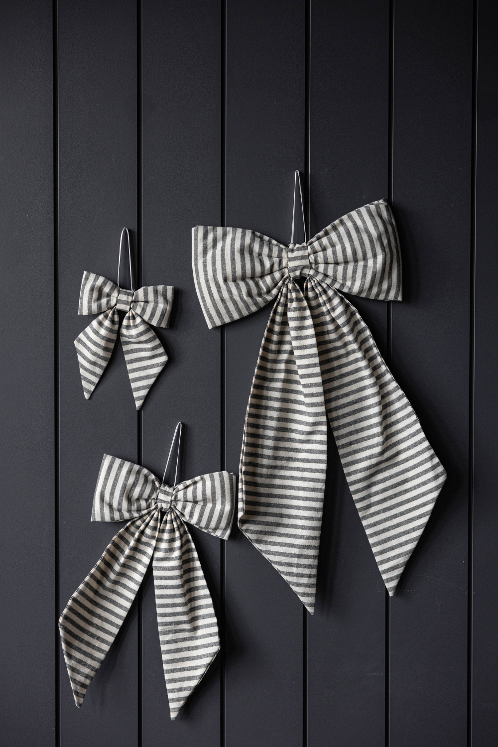 Striped Charcoal Black Fabric Bows | By Luxe B Co.