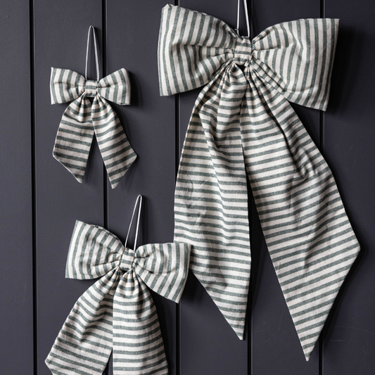 Striped Green Fabric Bows | By Luxe B Co.