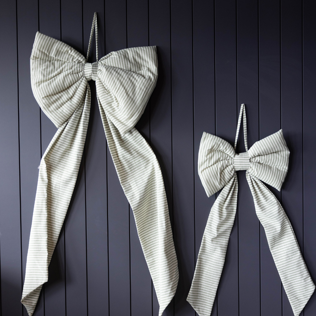 Oversized Green Striped Bow - Luxe B Co